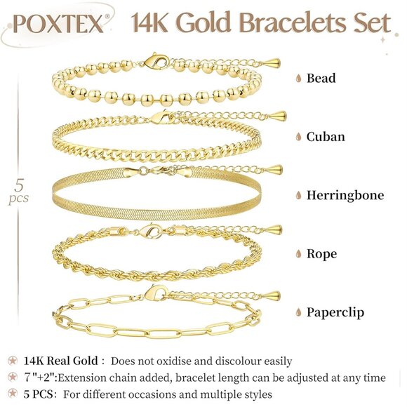 Gold Bracelets for Women,Dainty Bracelets Set for Women Trendy, Gold Bracelets S - Picture 7 of 9